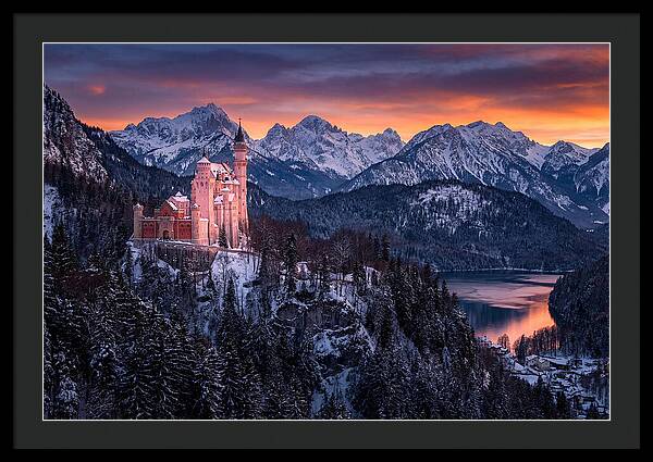 Neuschwanstein Castle At Sunset