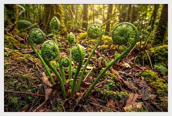 New Green Fern Fronds Unfurling