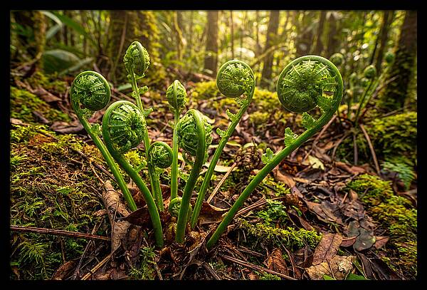New Green Fern Fronds Unfurling