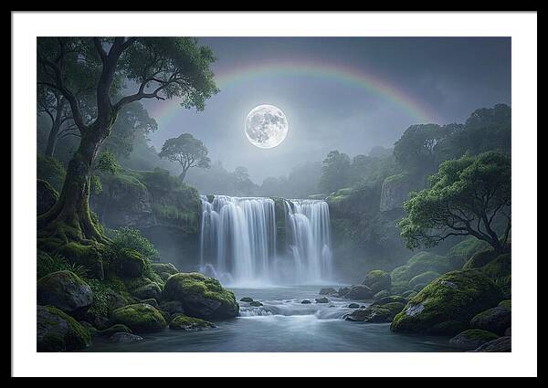 Night Rainbow Under Full Moon