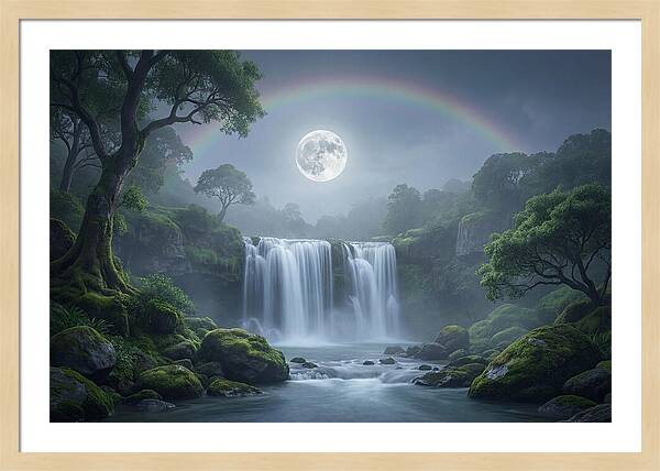 Night Rainbow Under Full Moon