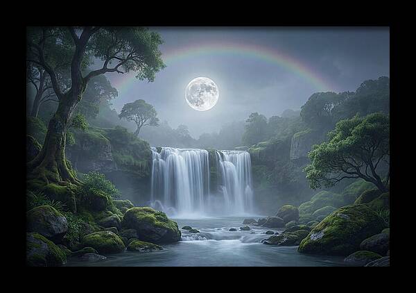 Night Rainbow Under Full Moon