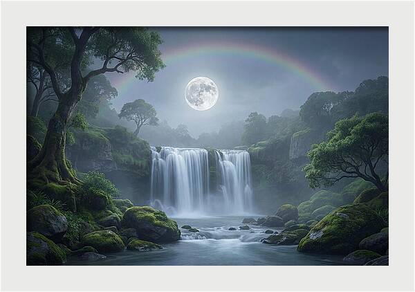Night Rainbow Under Full Moon
