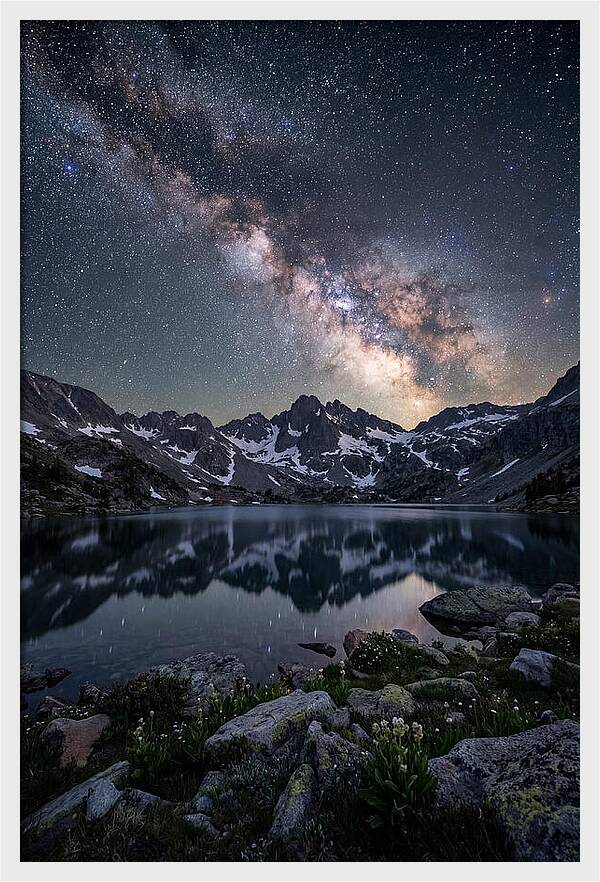 Night Sky Over Mountain Lake