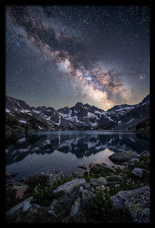 Night Sky Over Mountain Lake