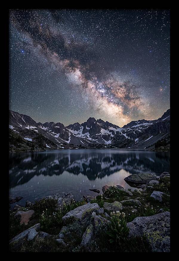 Night Sky Over Mountain Lake