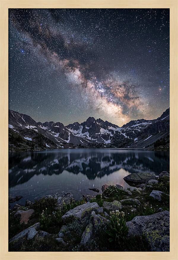 Night Sky Over Mountain Lake
