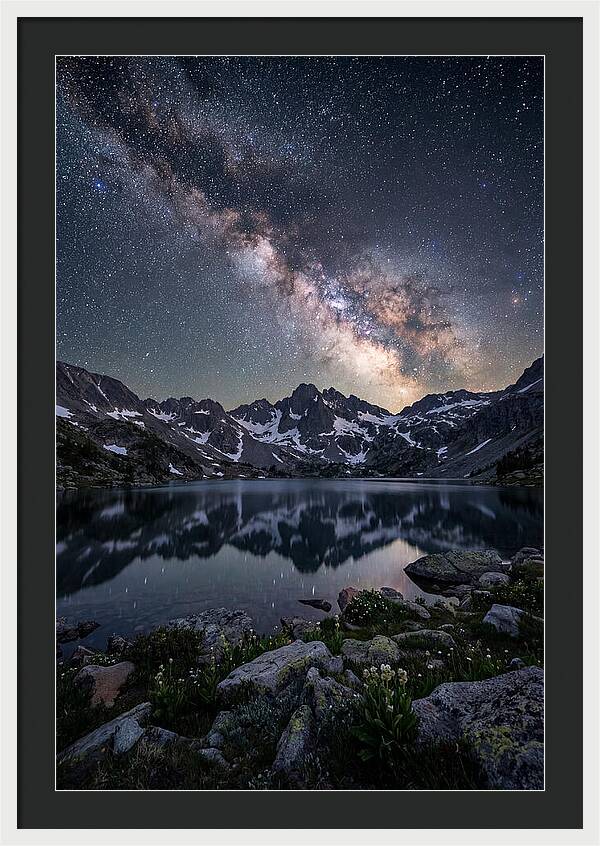 Night Sky Over Mountain Lake