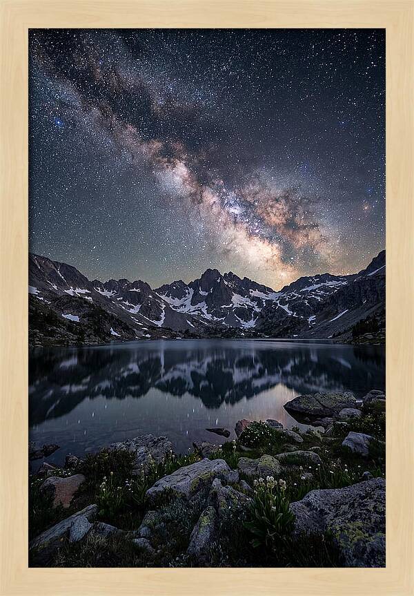 Night Sky Over Mountain Lake