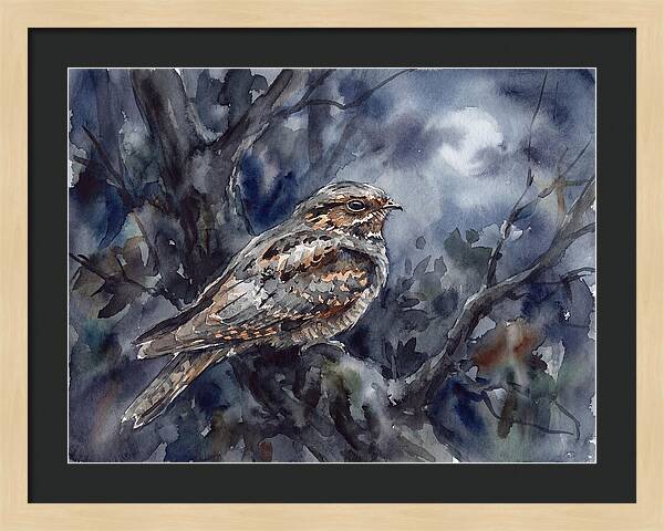 Nightjar Perched In Moonlight
