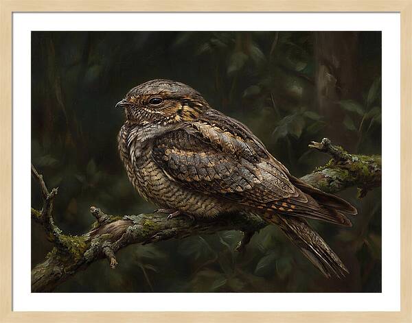 Nightjar Perched In Nature