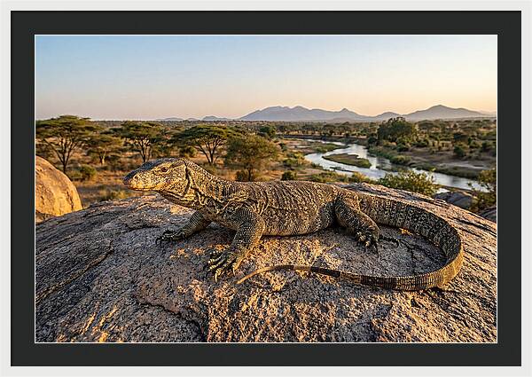 Nile Monitor Resting On Rock