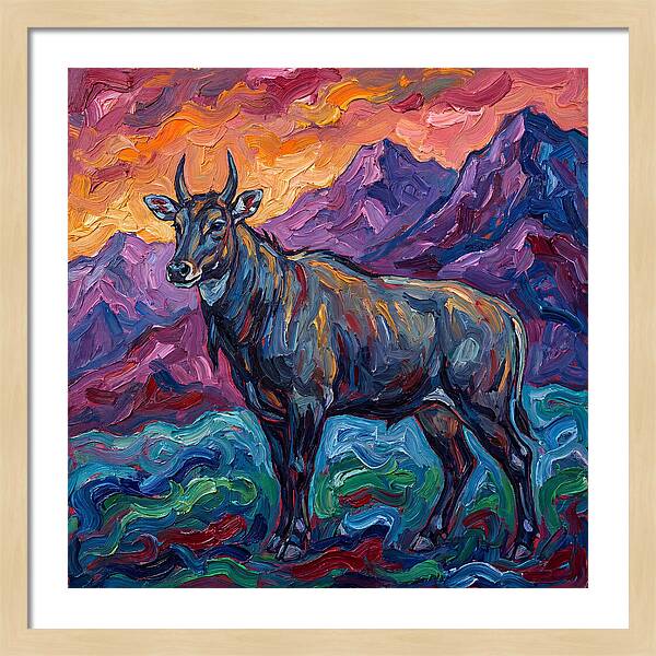Nilgai Amidst Colorful Scenery