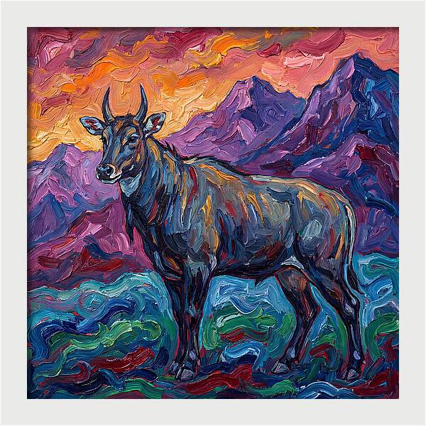Nilgai Amidst Colorful Scenery