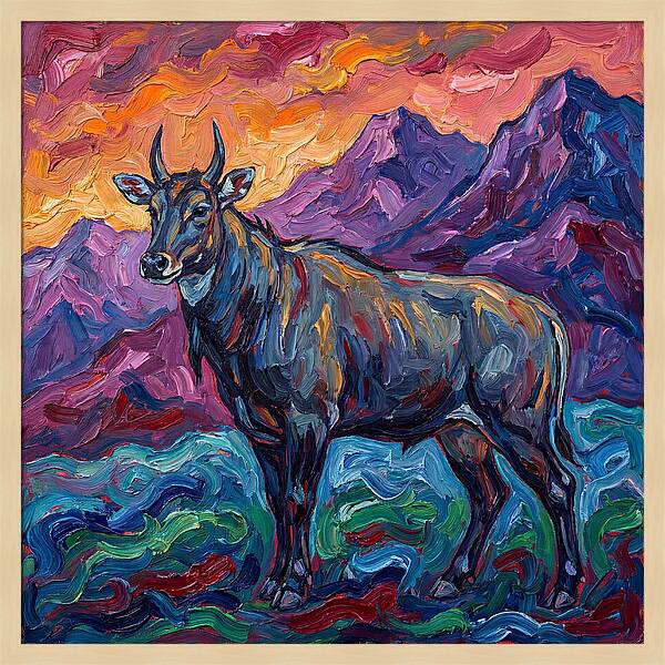 Nilgai Amidst Colorful Scenery