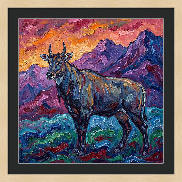 Nilgai Amidst Colorful Scenery