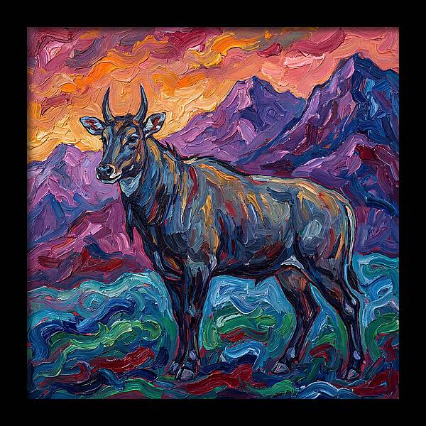 Nilgai Amidst Colorful Scenery