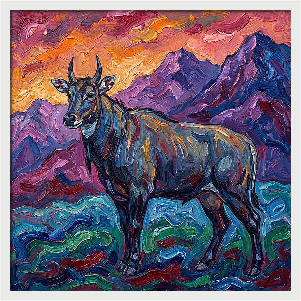 Nilgai Amidst Colorful Scenery