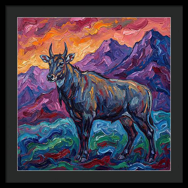 Nilgai Amidst Colorful Scenery