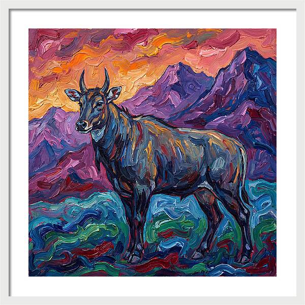 Nilgai Amidst Colorful Scenery