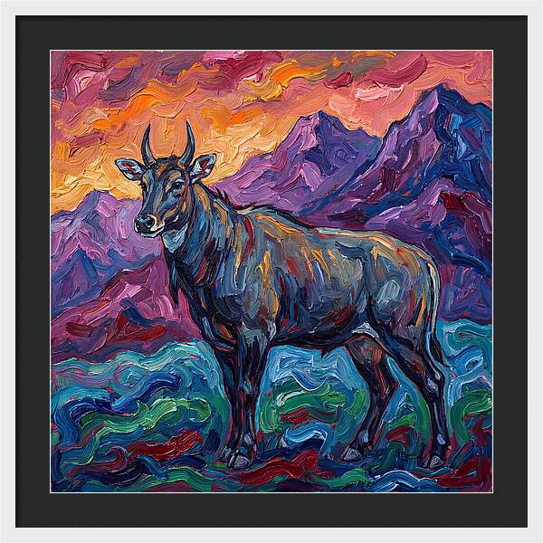 Nilgai Amidst Colorful Scenery
