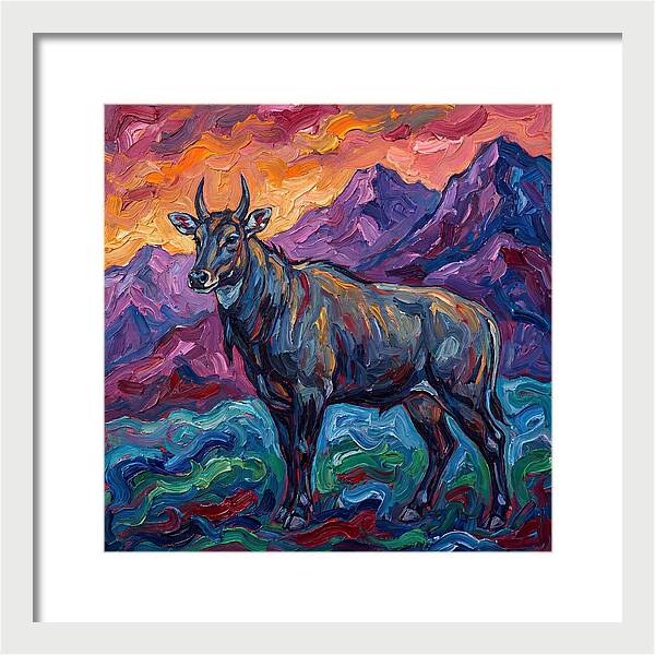 Nilgai Amidst Colorful Scenery