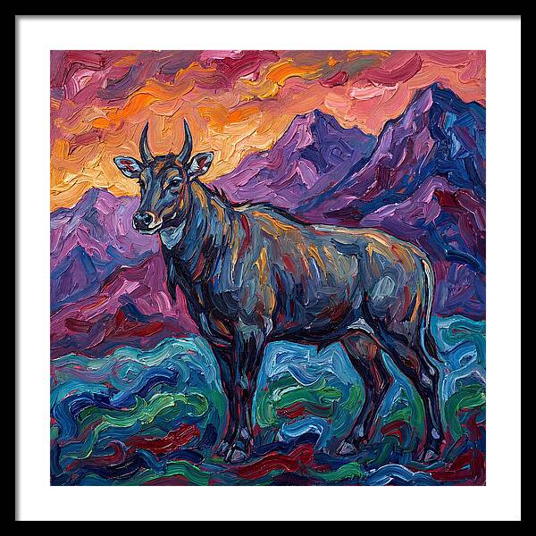 Nilgai Amidst Colorful Scenery