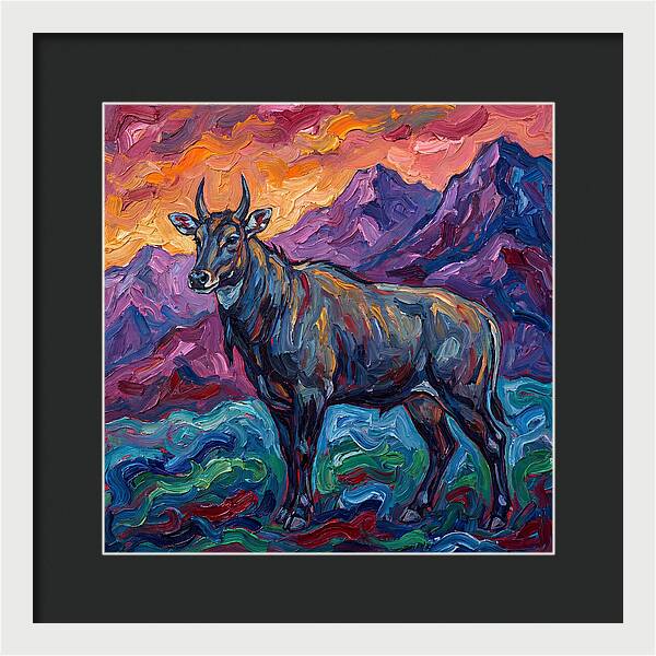 Nilgai Amidst Colorful Scenery