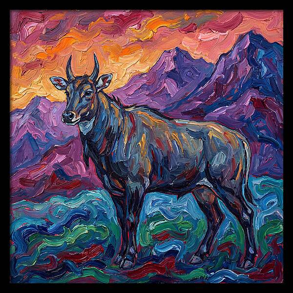 Nilgai Amidst Colorful Scenery