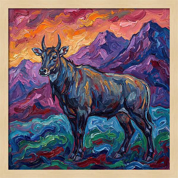 Nilgai Amidst Colorful Scenery