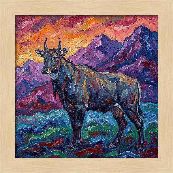 Nilgai Amidst Colorful Scenery