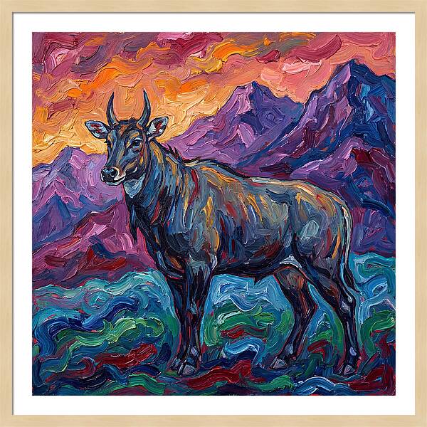 Nilgai Amidst Colorful Scenery