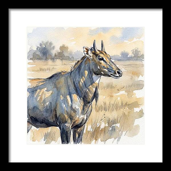 Nilgai In Tranquil Landscape