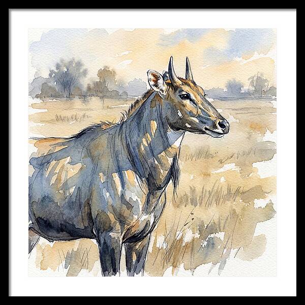 Nilgai In Tranquil Landscape