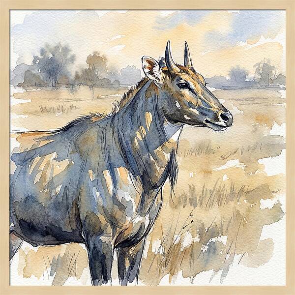 Nilgai In Tranquil Landscape