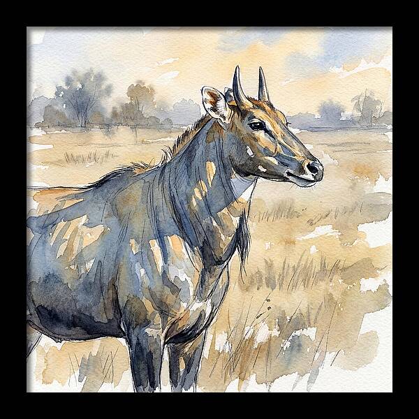 Nilgai In Tranquil Landscape