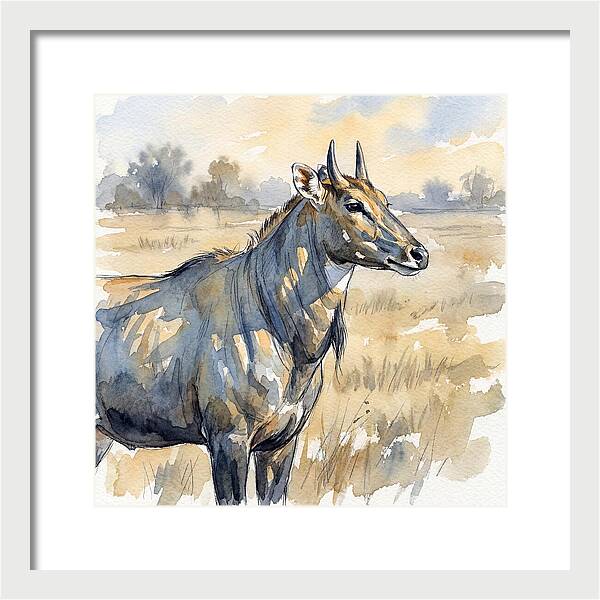 Nilgai In Tranquil Landscape