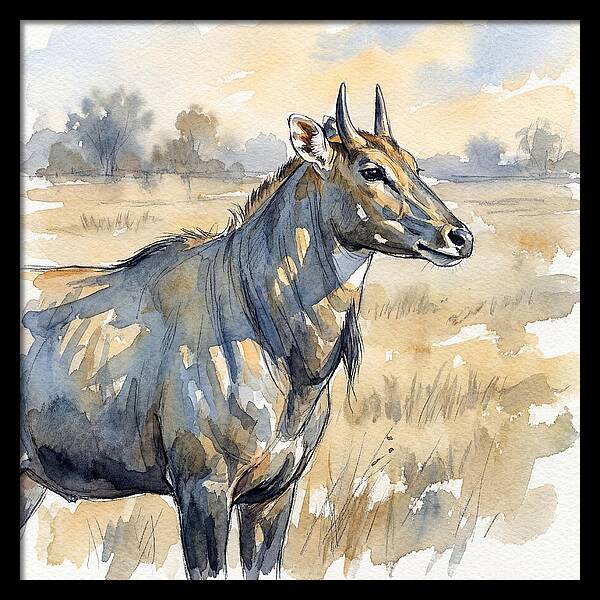 Nilgai In Tranquil Landscape