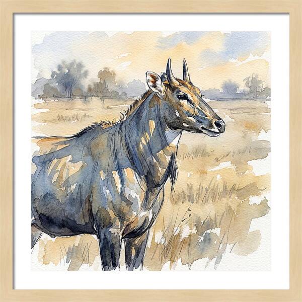 Nilgai In Tranquil Landscape