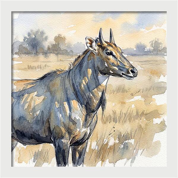 Nilgai In Tranquil Landscape