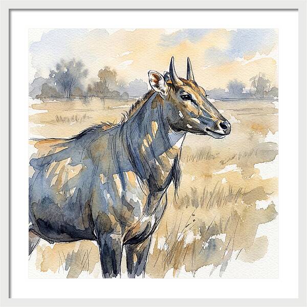 Nilgai In Tranquil Landscape