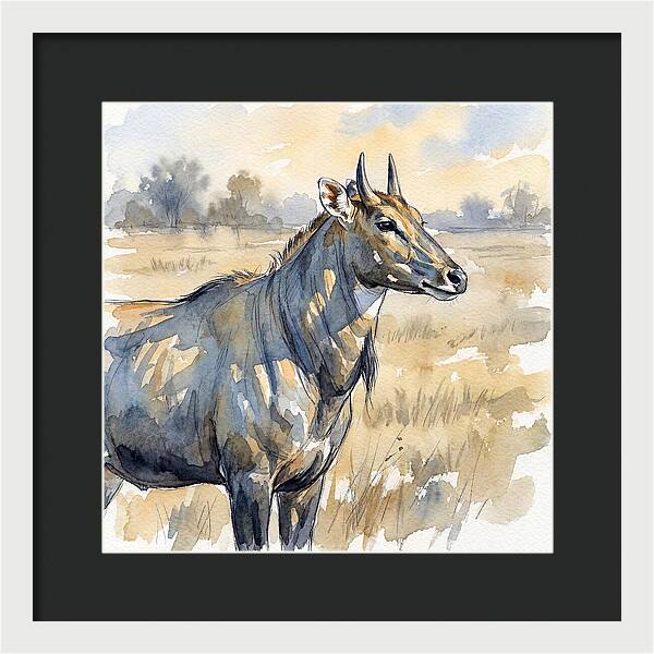 Nilgai In Tranquil Landscape