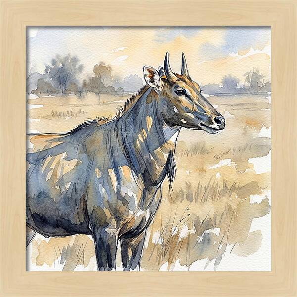 Nilgai In Tranquil Landscape
