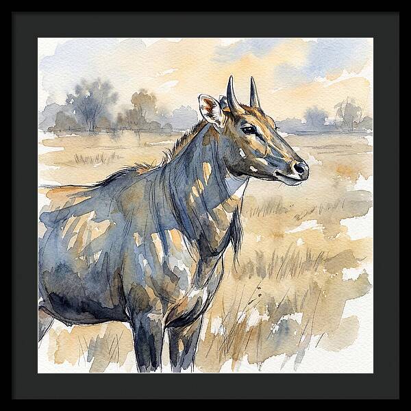 Nilgai In Tranquil Landscape