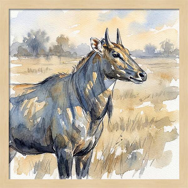 Nilgai In Tranquil Landscape