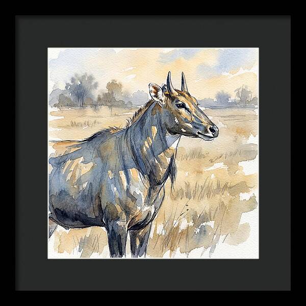 Nilgai In Tranquil Landscape