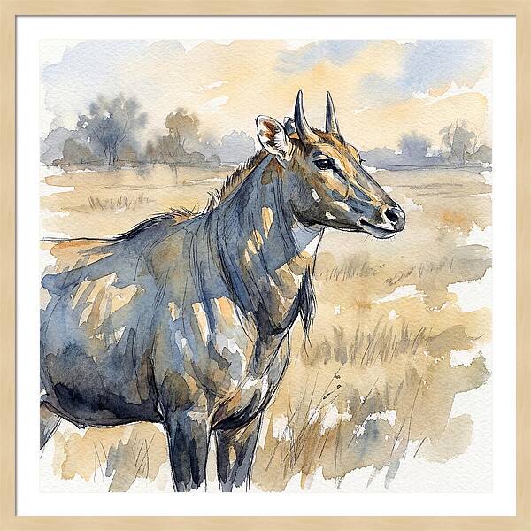 Nilgai In Tranquil Landscape