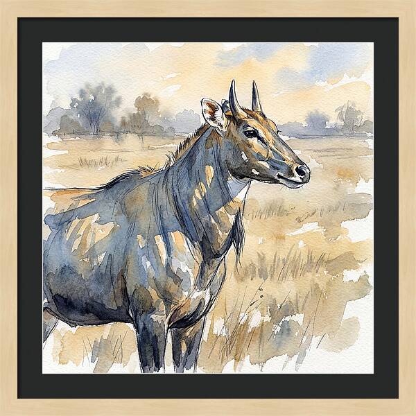 Nilgai In Tranquil Landscape