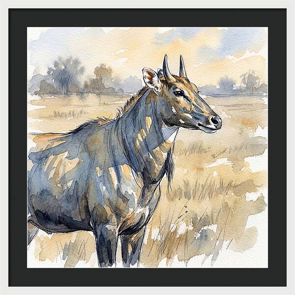 Nilgai In Tranquil Landscape