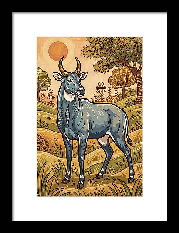 Nilgai In Vibrant Landscape